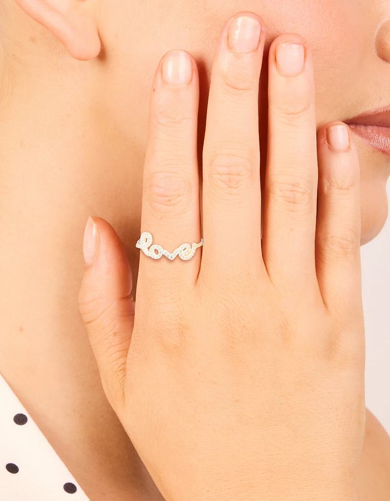 Sterling Silver Cubic Zirconia Love Ring