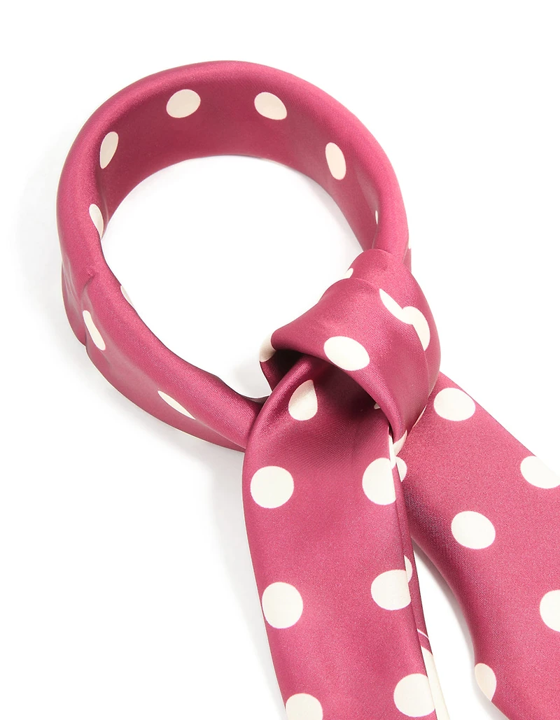 Red & White Polka Dot Print Fabric Scarf