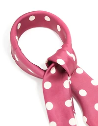Red & White Polka Dot Print Fabric Scarf