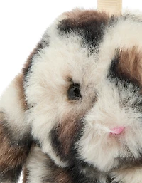 Porte-clés en tissu gris tacheté en forme de lapin