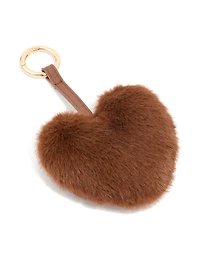 Brown Fluffy Fabric Heart Key Chain