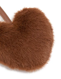 Brown Fluffy Fabric Heart Key Chain