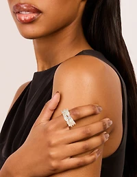 Silver Plated Cubic Zirconia Multi-Shaped Layered Ring