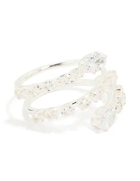 Silver Plated Cubic Zirconia Open Wrap Around Ring