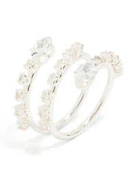 Silver Plated Cubic Zirconia Open Wrap Around Ring