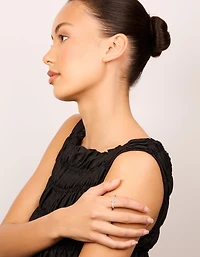 Silver Plated Cubic Zirconia Simple Side Cross Ring