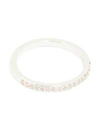 Silver Plated Cubic Zirconia Square & Band Rings 2-Pack