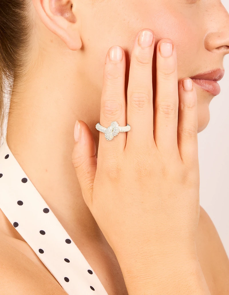 Silver Plated Cubic Zirconia Modern Knot Ring
