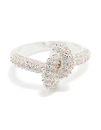 Anneau à nœuds modernes en zircone cubique plaqué argent