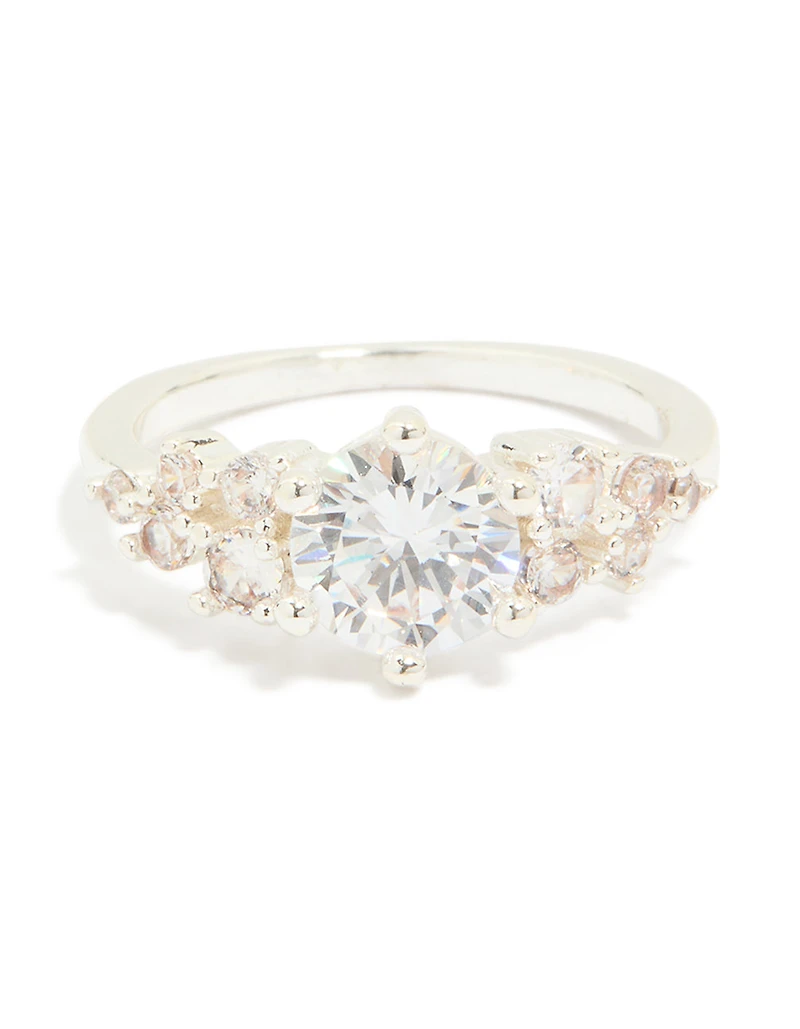 Silver Plated Round Cubic Zirconia Elegant Ring