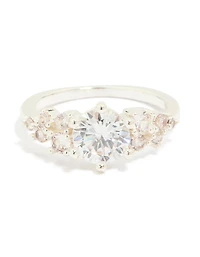 Silver Plated Round Cubic Zirconia Elegant Ring