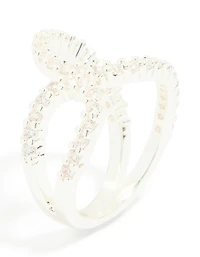 Silver Plated Cubic Zirconia Large Open Loop Ring