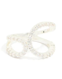 Silver Plated Cubic Zirconia Large Open Loop Ring