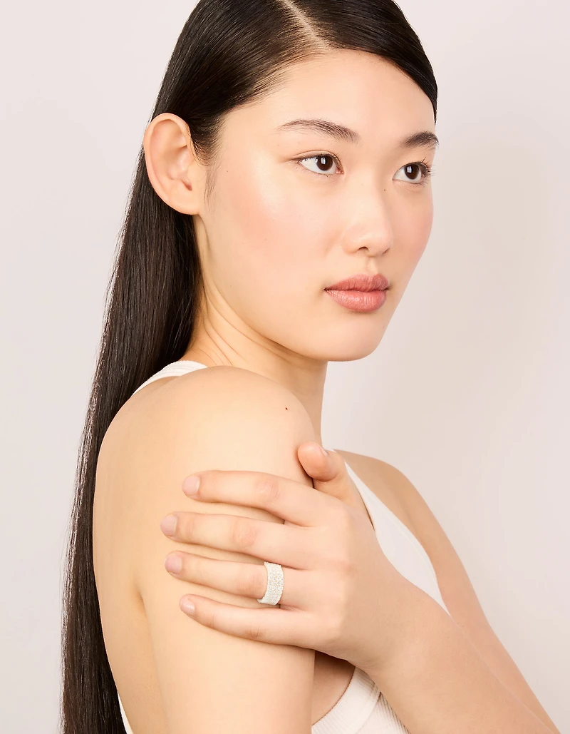 Silver Plated Cubic Zirconia 4-Row Wrap Ring