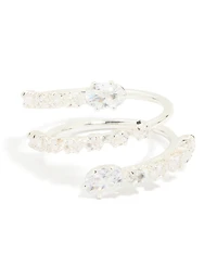 Silver Plated Cubic Zirconia Open Wrap Around Ring