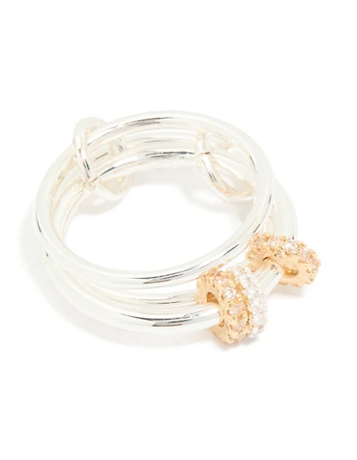 Gold & Silver Plated Cubic Zirconia 3 Loop Rondell Stacked Ring