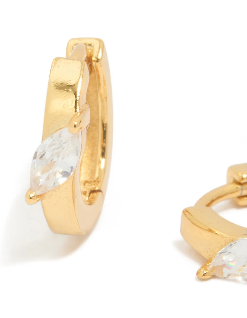 Boucles d’oreilles Huggie Huggie en cubique en argent sterling plaquées or