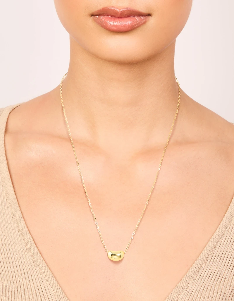 Collier pendentif en haricots en argent sterling plaqué or