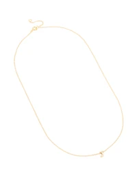 Gold Plated Sterling Silver Cubic Zirconia Pavé Letter J Pendant Necklace