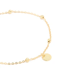 Gold Plated Sterling Silver Disc & Ball Charms Bracelet