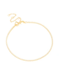 Gold Plated Sterling Silver Cubic Zirconia Tiny Tennis Bracelet