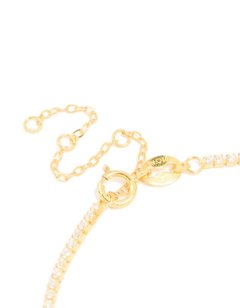Gold Plated Sterling Silver Cubic Zirconia Tiny Tennis Bracelet