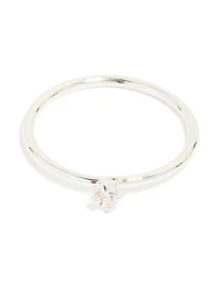 Silver Plated Cubic Zirconia Flower Stacking Rings 3-Pack