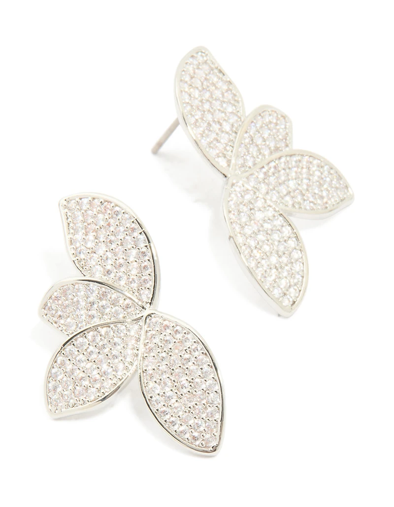 Boucles d’oreilles en éventail en zircone cubique en argent