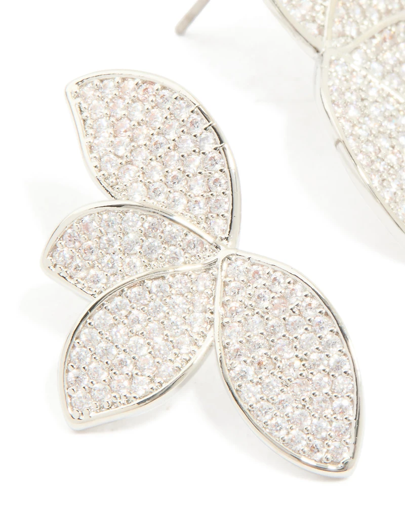 Boucles d’oreilles en éventail en zircone cubique en argent