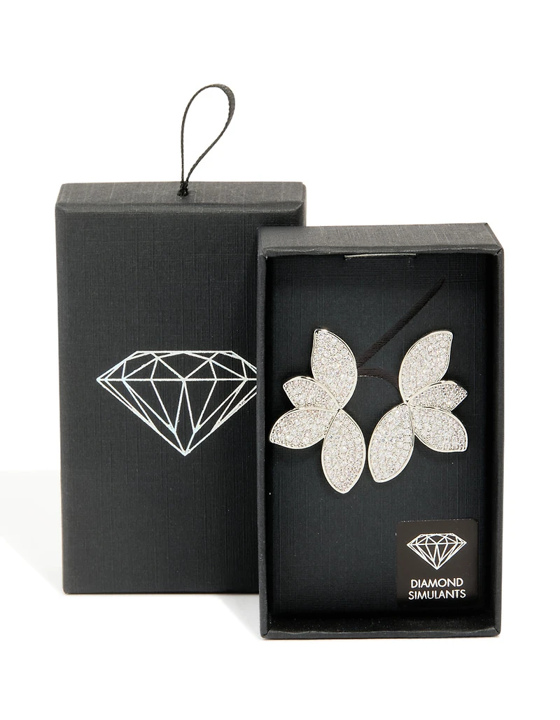 Boucles d’oreilles en éventail en zircone cubique en argent