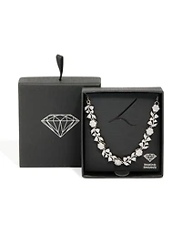 Silver Cubic Zirconia Flower & Vine Necklace