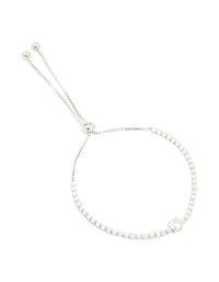 Silver Cubic Zirconia Tennis Toggle Bracelet