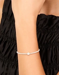 Silver Cubic Zirconia Tennis Toggle Bracelet