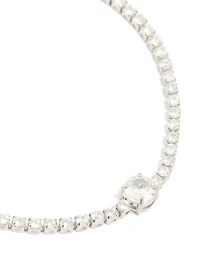 Silver Cubic Zirconia Tennis Toggle Bracelet