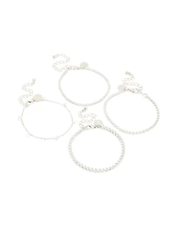 Silver Cubic Zirconia Tennis & Droplet Bracelets 4-Pack
