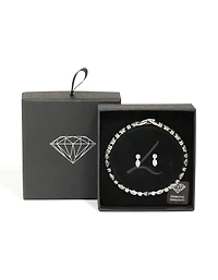Silver Cubic Zirconia Tennis Bracelet & Earrings Set