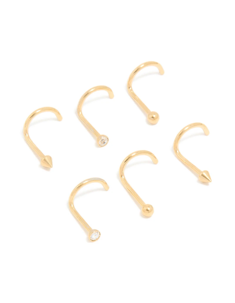 Bloc de 6 nez en acier chirurgical plaqué or