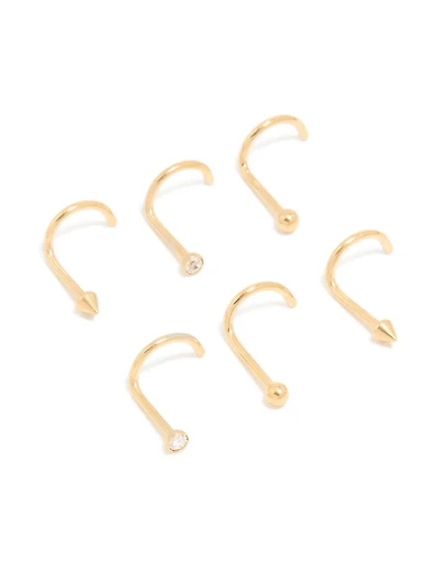 Bloc de 6 nez en acier chirurgical plaqué or