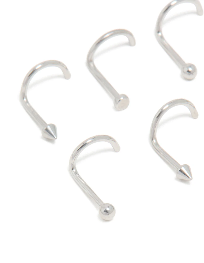 Surgical Steel Ball & Pointed Nose Corkscrew Studs 6-Pack