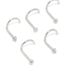 Surgical Steel Ball & Pointed Nose Corkscrew Studs 6-Pack