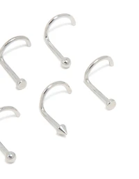 Surgical Steel Ball & Pointed Nose Corkscrew Studs 6-Pack