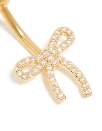 Gold Plated Surgical Steel Cubic Zirconia Pavé Bow Belly Bar