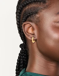 Boucles d’oreilles ovales à anneau à cercle en acier inoxydable imperméables plaquées or