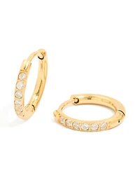 Waterproof Gold Plated Stainless Steel Prism Cubic Zirconia Prism Clicker Earrings