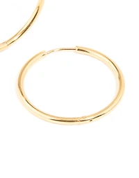 Waterproof Gold Plated Stainless Steel Clicker Hoop Earrings 30 MM