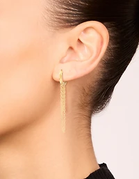 Waterproof Gold Plated Stainless Steel Layered Chain Huggie Earrings 10 MM