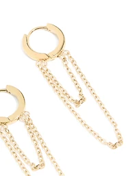 Waterproof Gold Plated Stainless Steel Layered Chain Huggie Earrings 10 MM