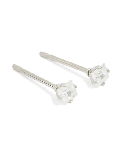Waterproof Stainless Steel Prism Cubic Zirconia Stud Earrings