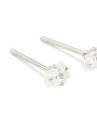 Waterproof Stainless Steel Prism Cubic Zirconia Stud Earrings