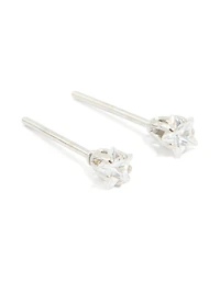 Waterproof Stainless Steel Prism Cubic Zirconia Star Stud Earrings 4 MM